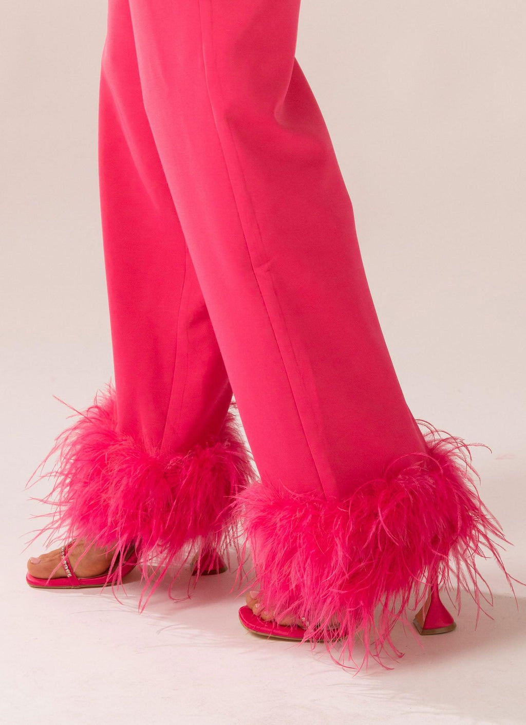 Shake It Off Feather Pants - Magenta
