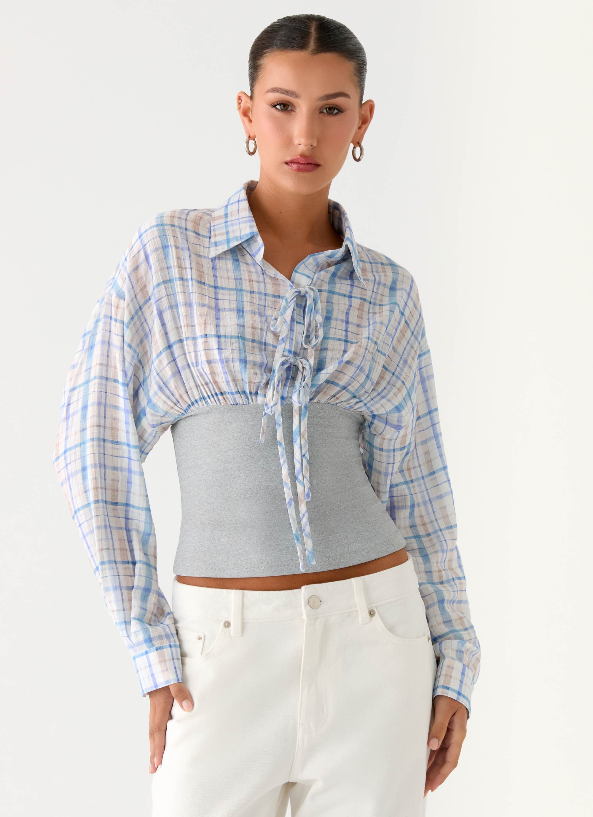 Accelerate Waistband Shirt - Blue Check