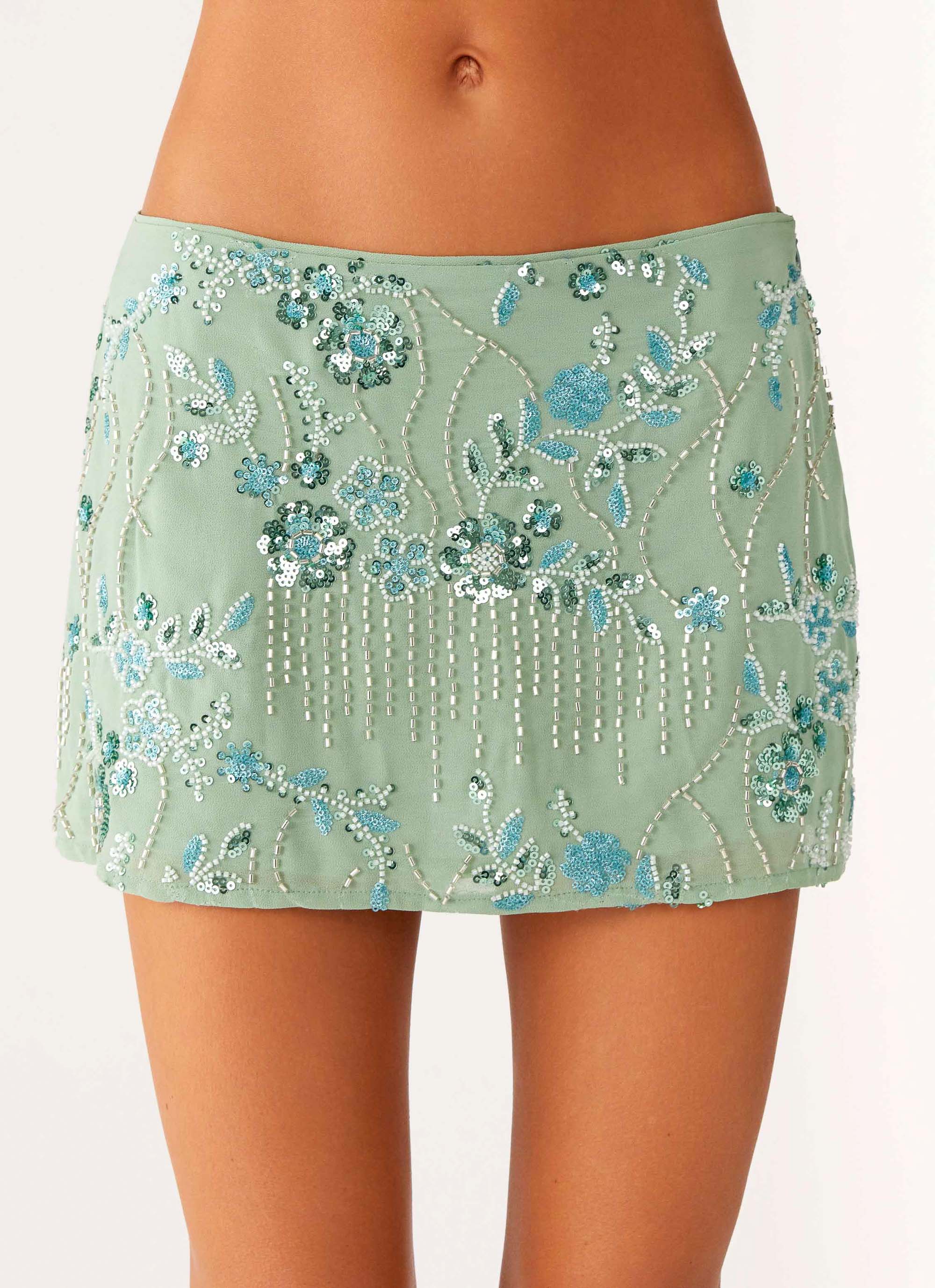 Adored By You Mini Skirt - Mint