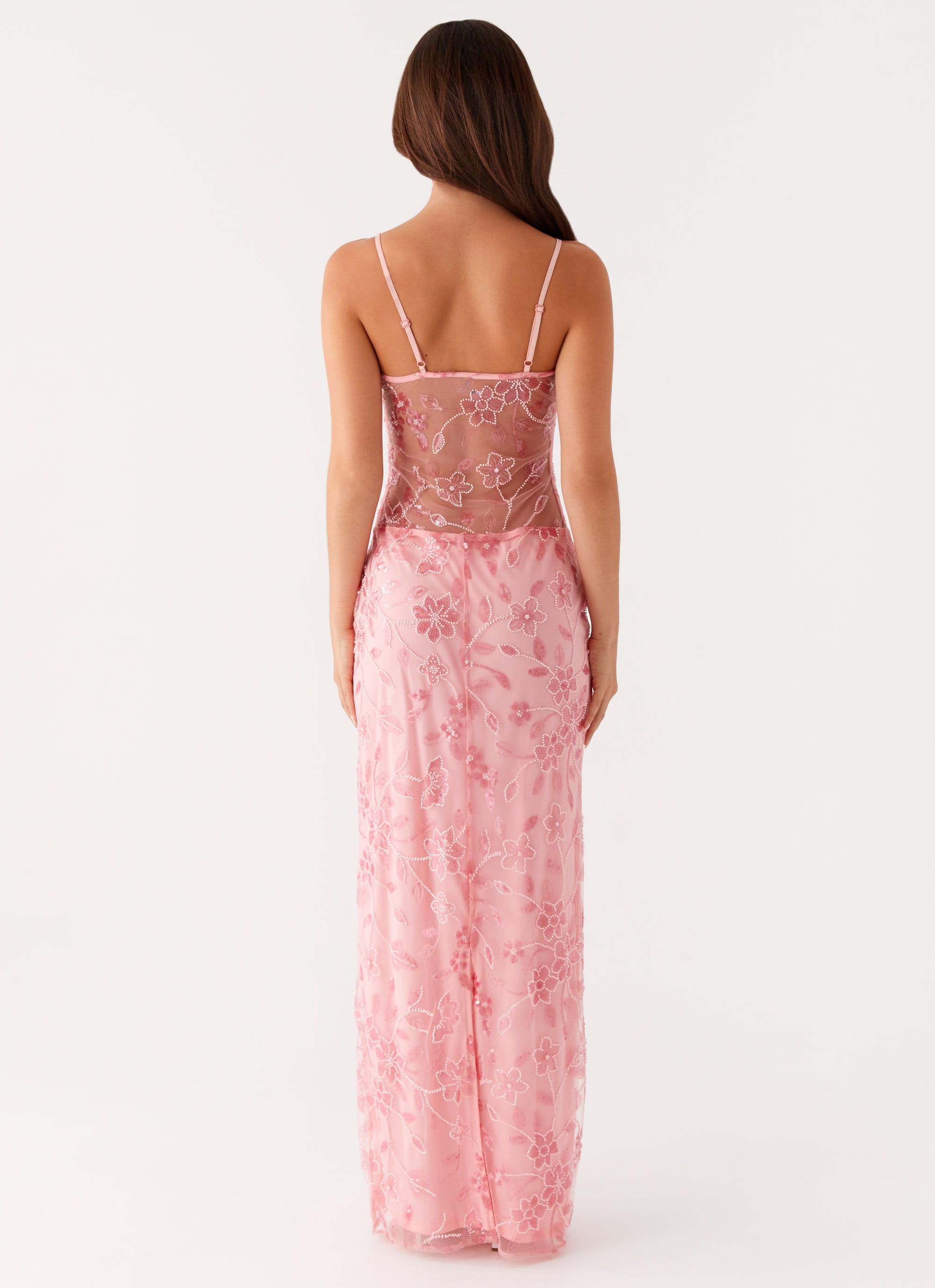 Akira Beaded Maxi Dress - Pink Orange